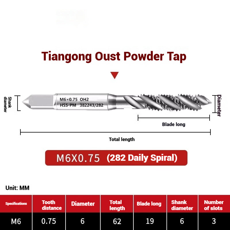 1107-OST powder high-speed steel taps Japanese standard apex screw tip spiral coarse teeth powder metallurgy tapping taps Shandong Denso Pricision Tools Co.,Ltd.